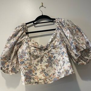Abercrombie & Fitch Floral Puff Sleeve Blouse